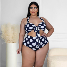 Wave dot printing, neck hanging, bandage, two-piece set