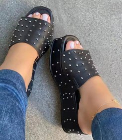 Fish mouth, open toe, rivet, thick bottom, sandals