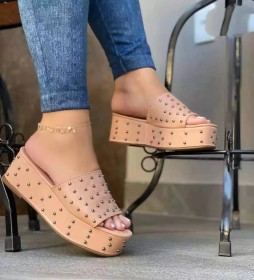 Fish mouth, open toe, rivet, thick bottom, sandals
