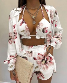 Sexy, solid, printed, 3-piece suit