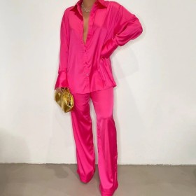 Satin, loose, casual, suit