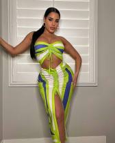 Lace up, breast wrap, positioning flower, Hip Wrap Skirt, two-piece set
