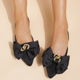 Pointed end, back space, sandals, big butterfly buckle, flat bottom