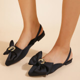 Pointed end, back space, sandals, big butterfly buckle, flat bottom