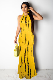 Slim fit, long dress, print, beach evening dress