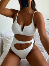 Hollow out, V-neck, one-piece swimsuit, bikini