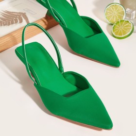 Solid color, high-heeled, pointed, half trailer, stiletto