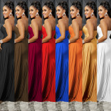 Fashion, solid color, party, tight fitting, one shoulder, dress, long skirt