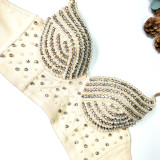 Diamond inlay, bra, sling, breast wrap, nightclub bra, nail beads