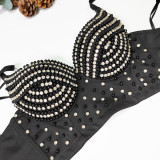 Diamond inlay, bra, sling, breast wrap, nightclub bra, nail beads
