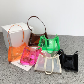 Jelly PVC, handbag, candy color, Messenger Bag