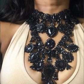Diablo series, necklace, water drop shape, Black Diamond Flower clothing chain