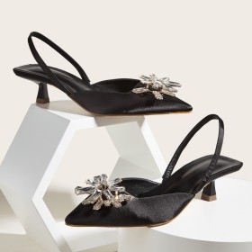 Rhinestone, back strap, Baotou, high heels, single shoes