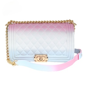 Lingge, single shoulder, chain, color, gorgeous, frosted, diagonal span, jelly bag