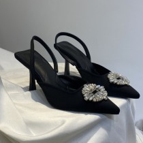 Sandals, Baotou tip, rhinestones, high heels