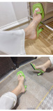 Square head, high heels, sandals, toe cover, thick heels, transparent PVC, sandals
