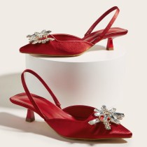 Rhinestone, back strap, Baotou, high heels, single shoes