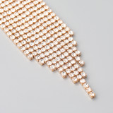 Claw chain, series, geometric shape, alloy diamond, Rhinestone, Tassel Earrings