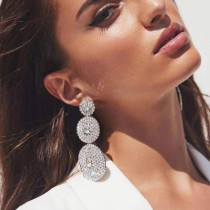 Exaggeration, multi-layer circle, inlaid diamond, glass diamond, Rhinestone, earrings, earrings