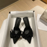 Baotou, pointed head, bow tie, thin high heels, sandals