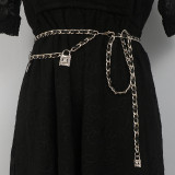 Gold leather, woven, waist chain, with skirt, suit chain and belt