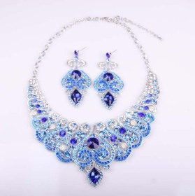 Full diamond, clavicle, necklace, earring set