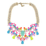 Crystal necklace, colorful flowers, clavicle chain