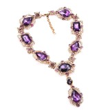 Exaggeration, jewelry, alloy, glass, crystal, clavicle chain, temperament, fashion, gem setting, water drop, necklace