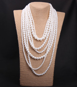 Multilayer pearls, exaggeration, sweater chain