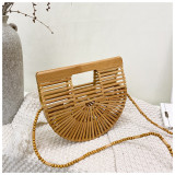Messenger bag, bamboo woven, semicircle, portable beach bag