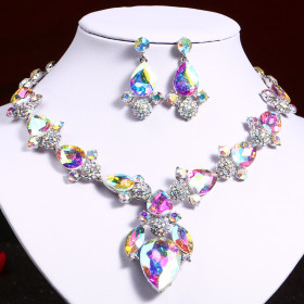 Water drop gem, necklace, earring set
