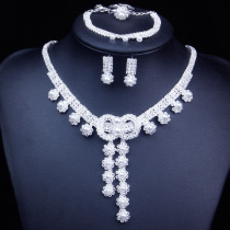 Jewelry, suit, sunflower, exquisite, naked diamond, pearl, necklace, four piece set, jewelry set