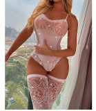 Lace, sling, deep V, perspective, hollowed out, hot drill mesh