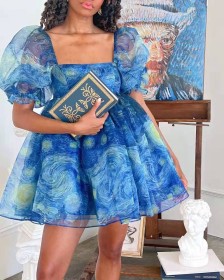 Bubble sleeves, organza, Princess Dress