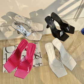 Transparent, PVC high heels, sandals, solid color sandals