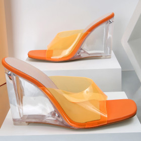 High heel sandals, thick heel transparent, PVC broadband, sandals