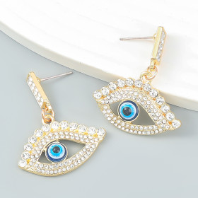 Alloy, diamond inlaid, eye earrings, Bohemia, earrings