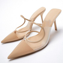 High heels, stitching, pointed stilettos, sandals