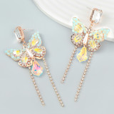 Gold, diamond, butterfly tassel, earrings