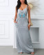 Sling, V-neck, Printed Dress