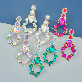Color diamond, alloy diamond, geometric earrings, full diamond, earrings