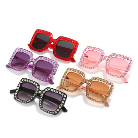 Children's sunglasses, square diamond, Rhinestone