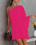 Positioning print, gradient, one shoulder, casual dress