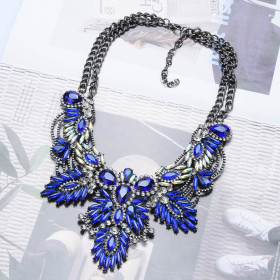 Leaves, alloy, diamond necklace, double chain