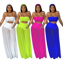 Women's dress, solid color, mesh, two piece set