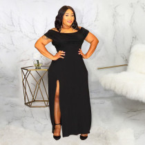 Large, off shoulder, slit skirt, dress