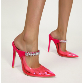 Rhinestone, pointed, transparent, thin high heels, banquet shoes