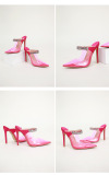 Rhinestone, pointed, transparent, thin high heels, banquet shoes