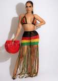 Tassel, weaving, color matching, tassel beach skirt