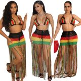 Tassel, weaving, color matching, tassel beach skirt